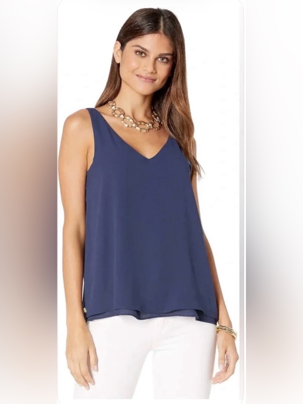 Lilly Pulitzer women’s Florin Reversible sleeveless v neck Tank Top Size L Navy